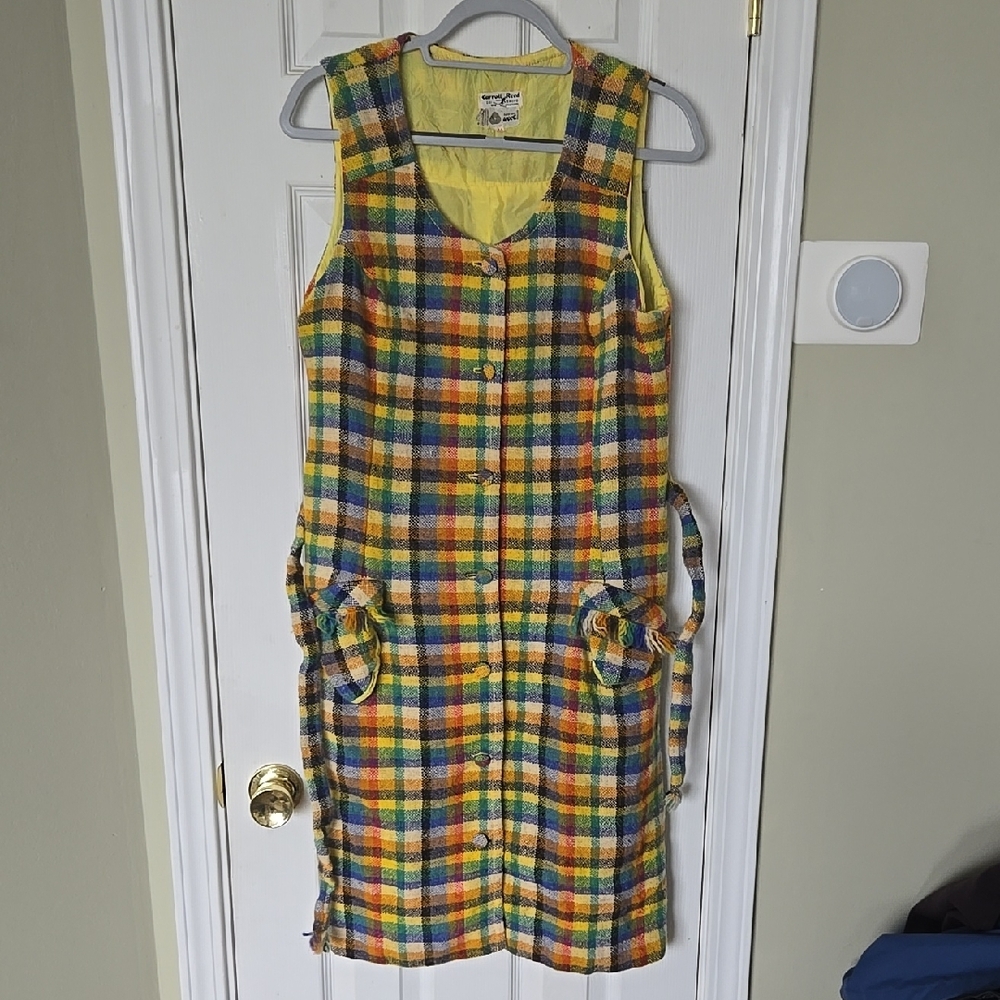 80's Plaid Wool Sleeveless Dress
